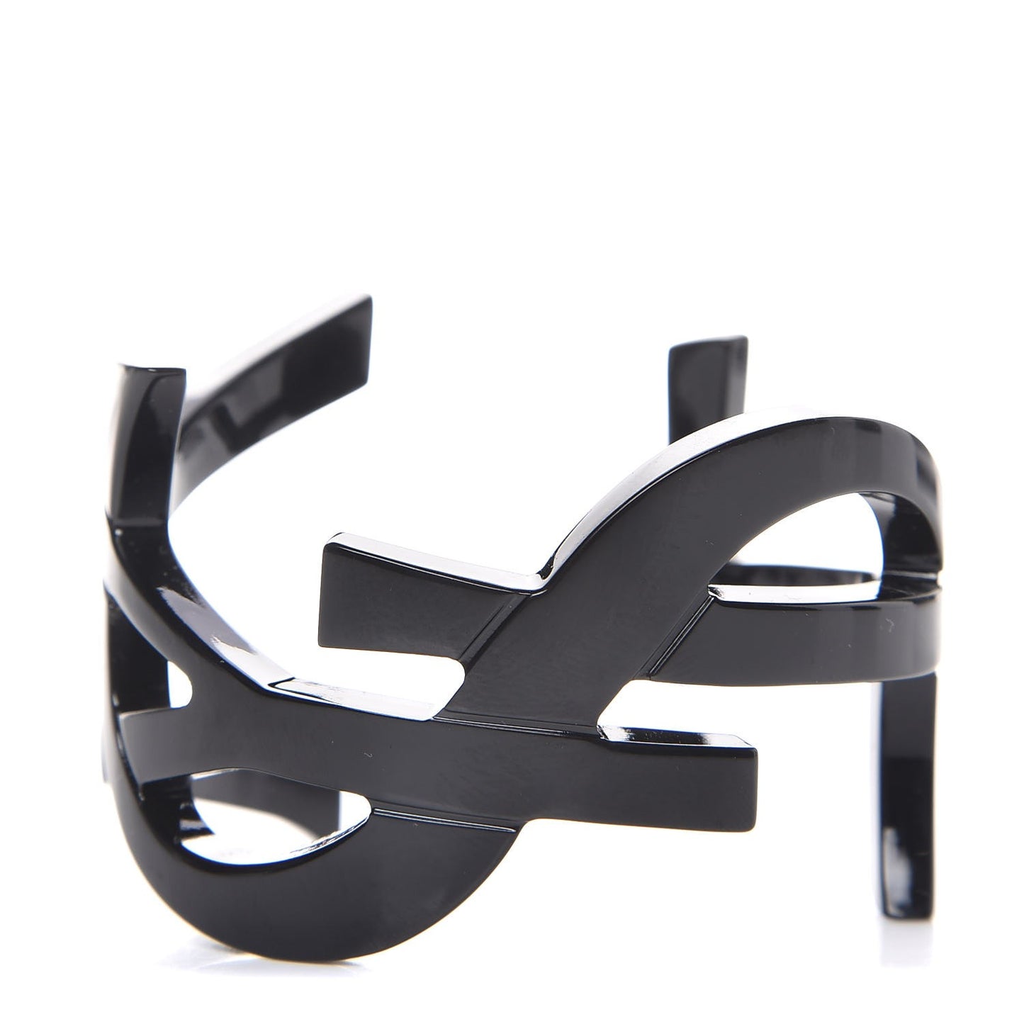 Brass Monogram Medium Cuff Bracelet Black
