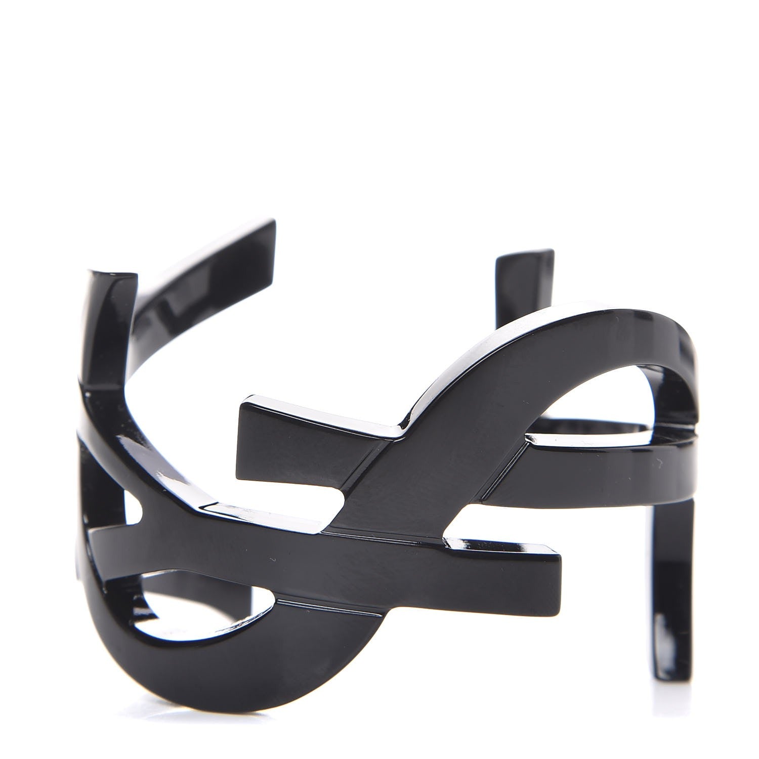 Saint Laurent Brass Monogram Medium Cuff Bracelet Black 1 of 4