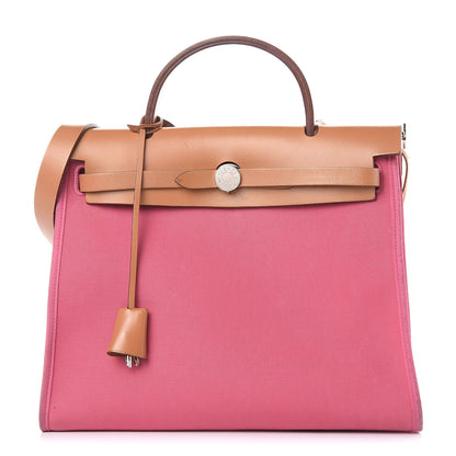 Hermes Vache Hunter Toile Herbag Zip 31 PM Rose Lipstick 1 of 18
