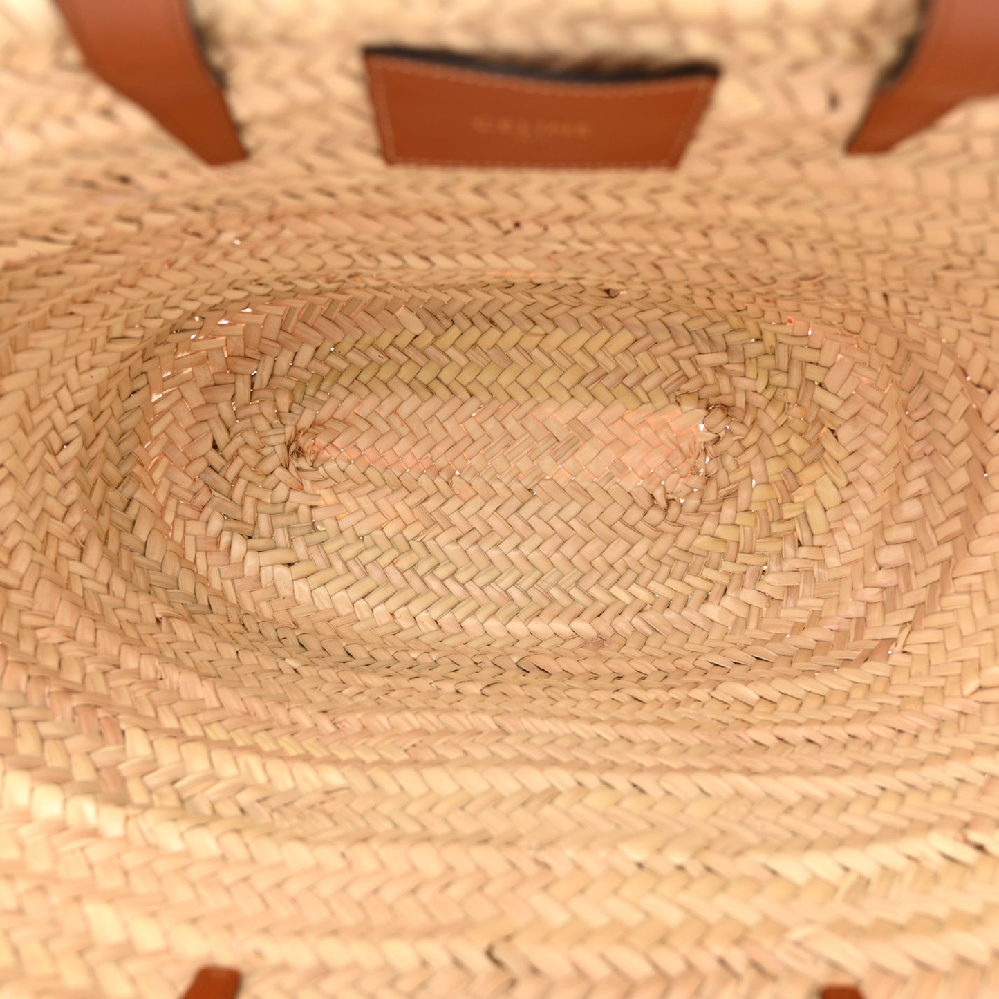 Raffia Calfskin Triomphe Medium Panier Tan