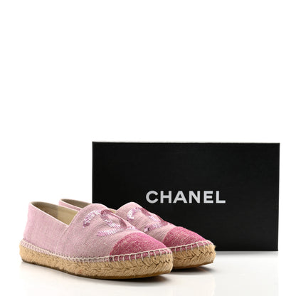 Chanel Toile Sequin CC Espadrilles 38 Pink Dark Pink 10 of 10