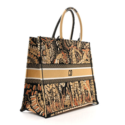 Christian Dior Canvas Embroidered Dior Animals Giraffe Book Tote Yellow Multicolor 3 of 10