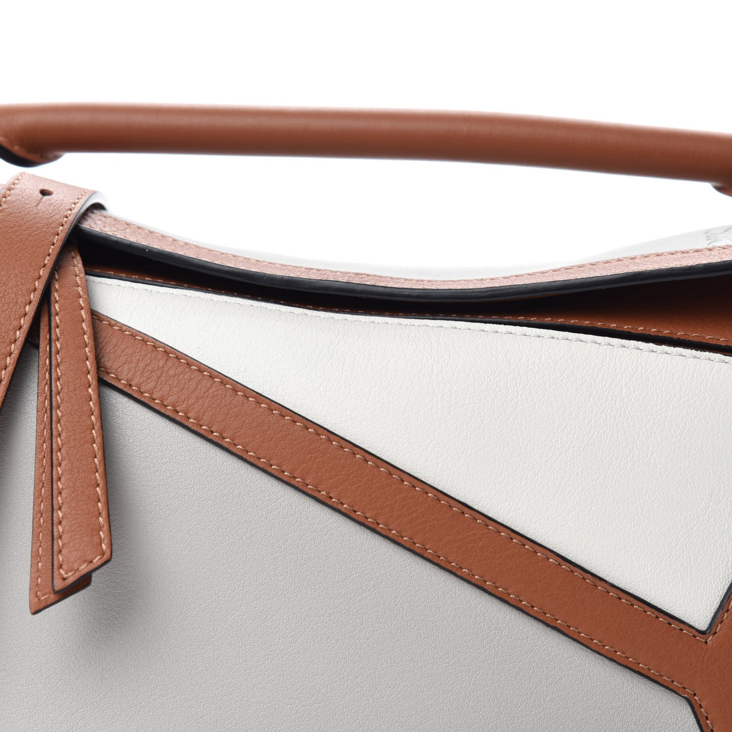 Calfskin Small Graphic Puzzle Bag Ghost Soft White