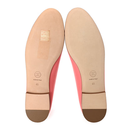 Chanel Goatskin Cap Toe CC Ballerina Flats 41 Pink 5 of 8