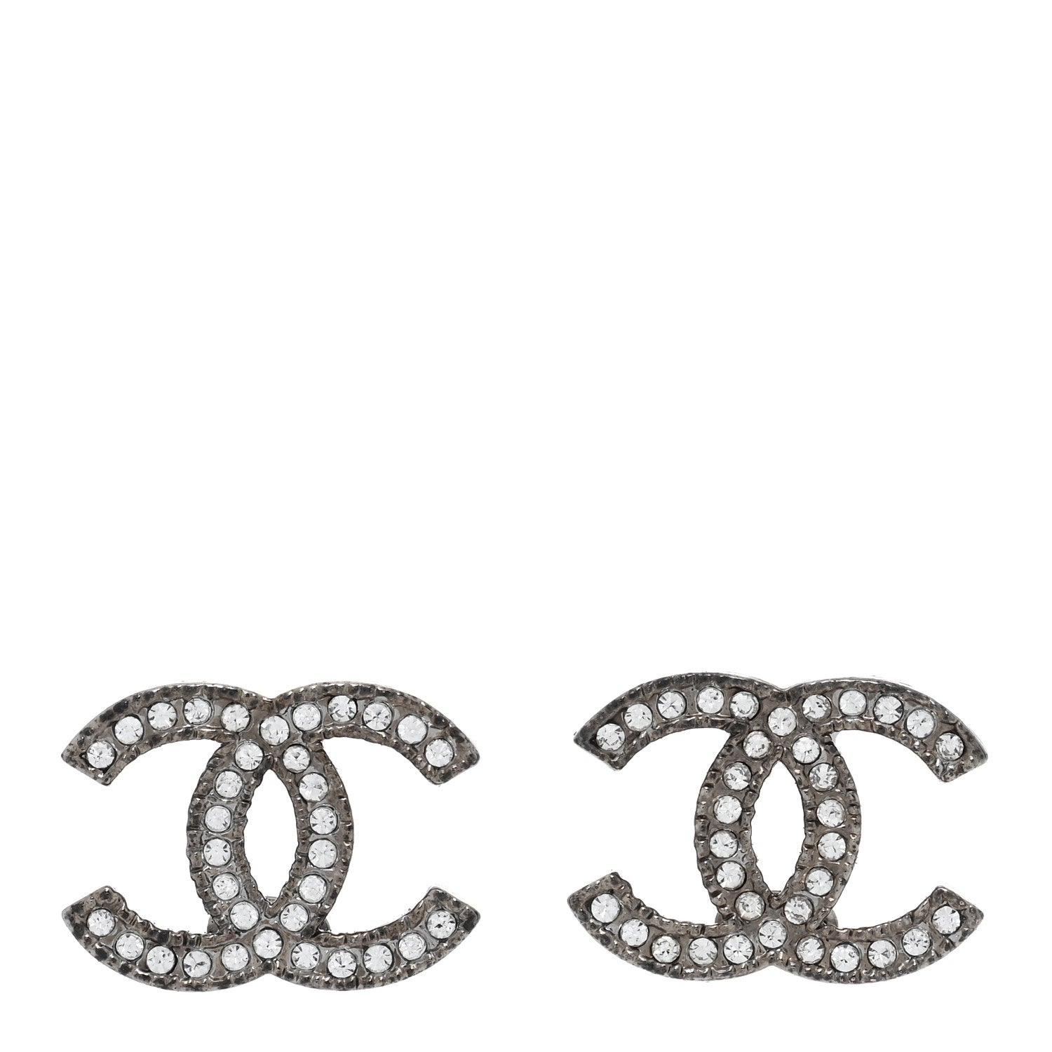 Chanel Crystal CC Earrings Silver 1 of 5