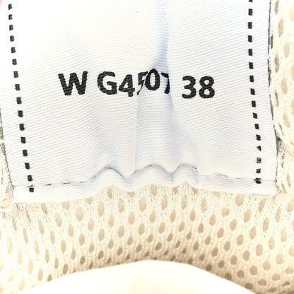Chanel Fabric Laminated Calfskin Stretch CC Womens Sneakers 38 Ivory White Silver 6 of 8