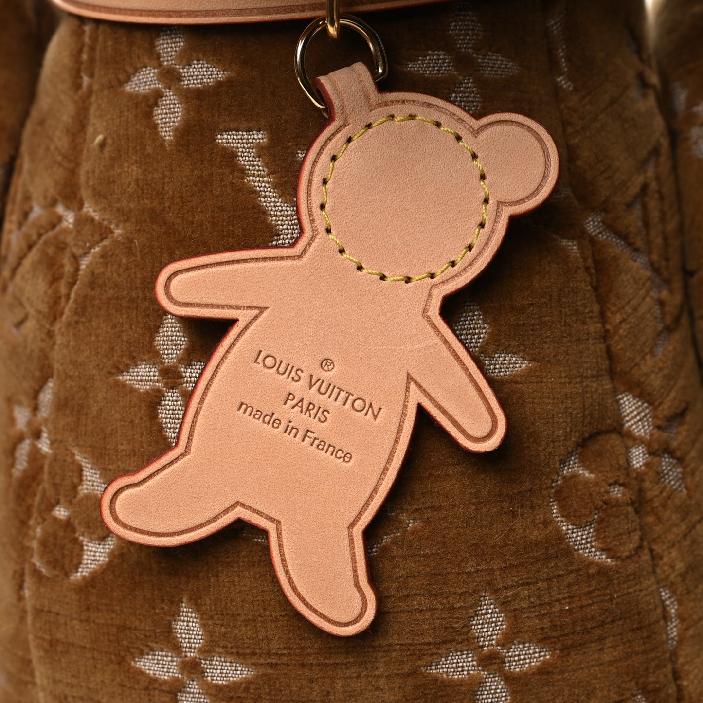 Velvet Calfskin Monogram DouDou Teddy Bear Natural