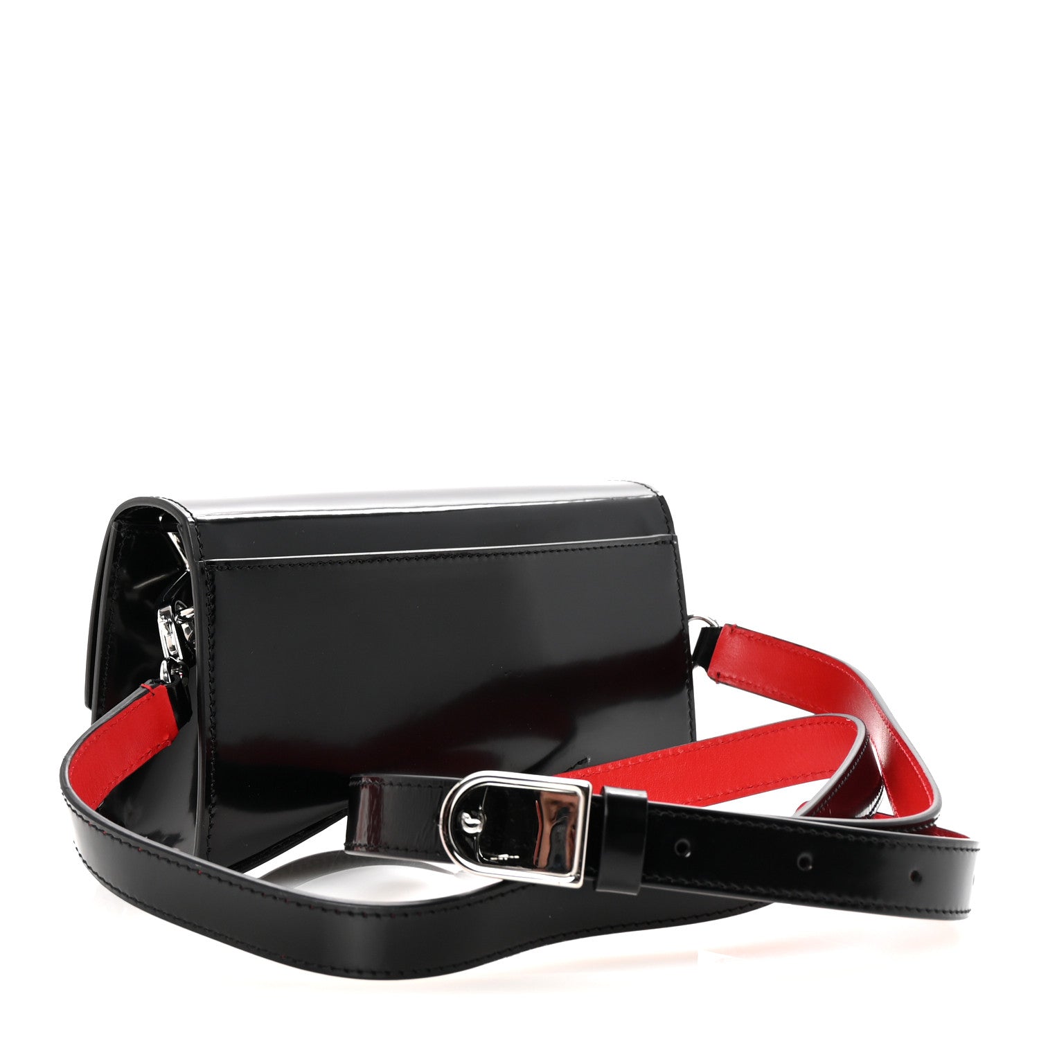 Christian Louboutin Patent Calfskin Strass Small Loubi54 Crossbody Clutch Black 3 of 9