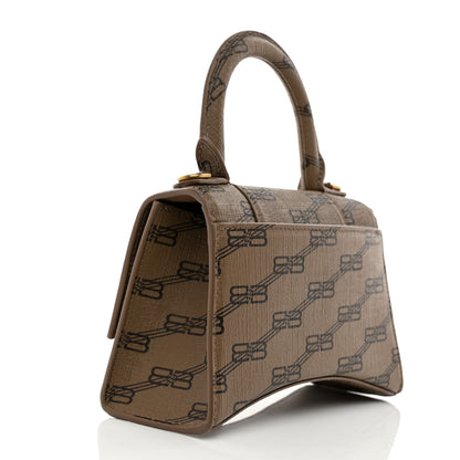 Balenciaga Coated Canvas BB Monogram Hourglass Top Handle Bag XS Beige Brown 3 of 11
