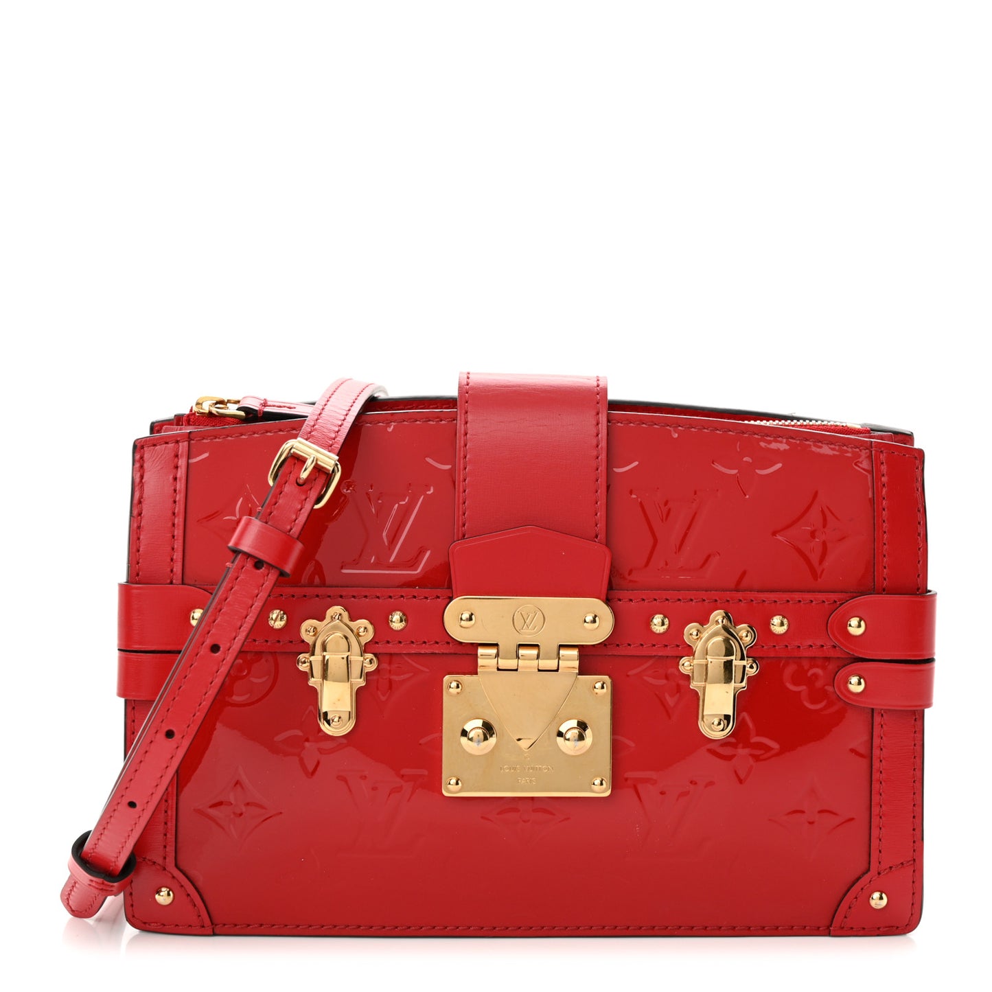 Vernis Trunk Clutch Cherry