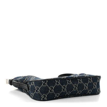 Gucci Washed Denim GG Monogram Lady Lunetta Small Shoulder Bag  Dark Blue 3 of 10