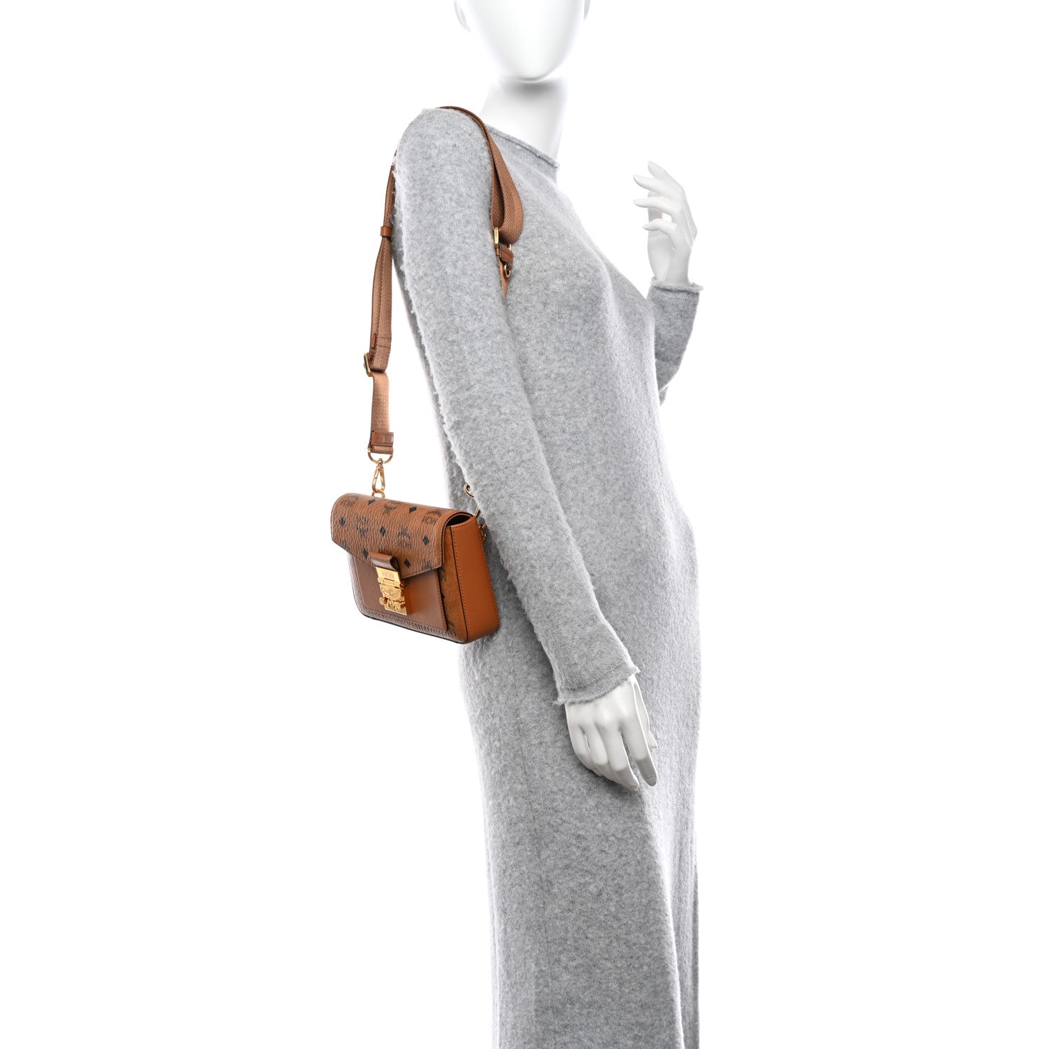 MCM Visetos Small Millie Crossbody Belt Bag Cognac 1 of 10