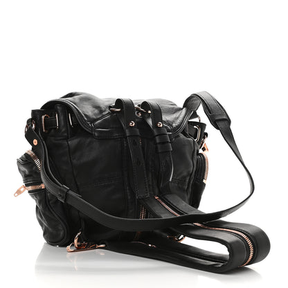 Alexander Wang Lambskin Marti Backpack Bag Washed Black Rose Gold Hardware 2 of 10