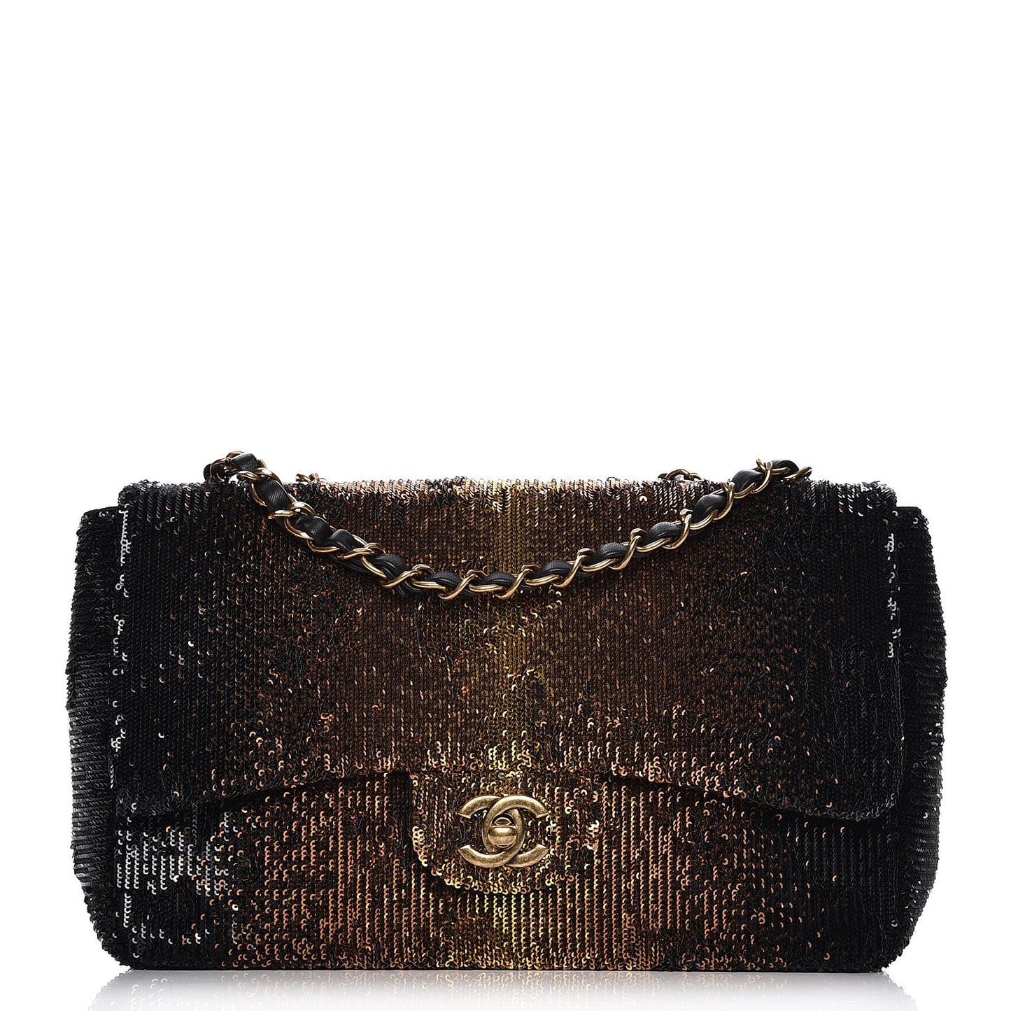 Sequin Medium Flap Bronze Black