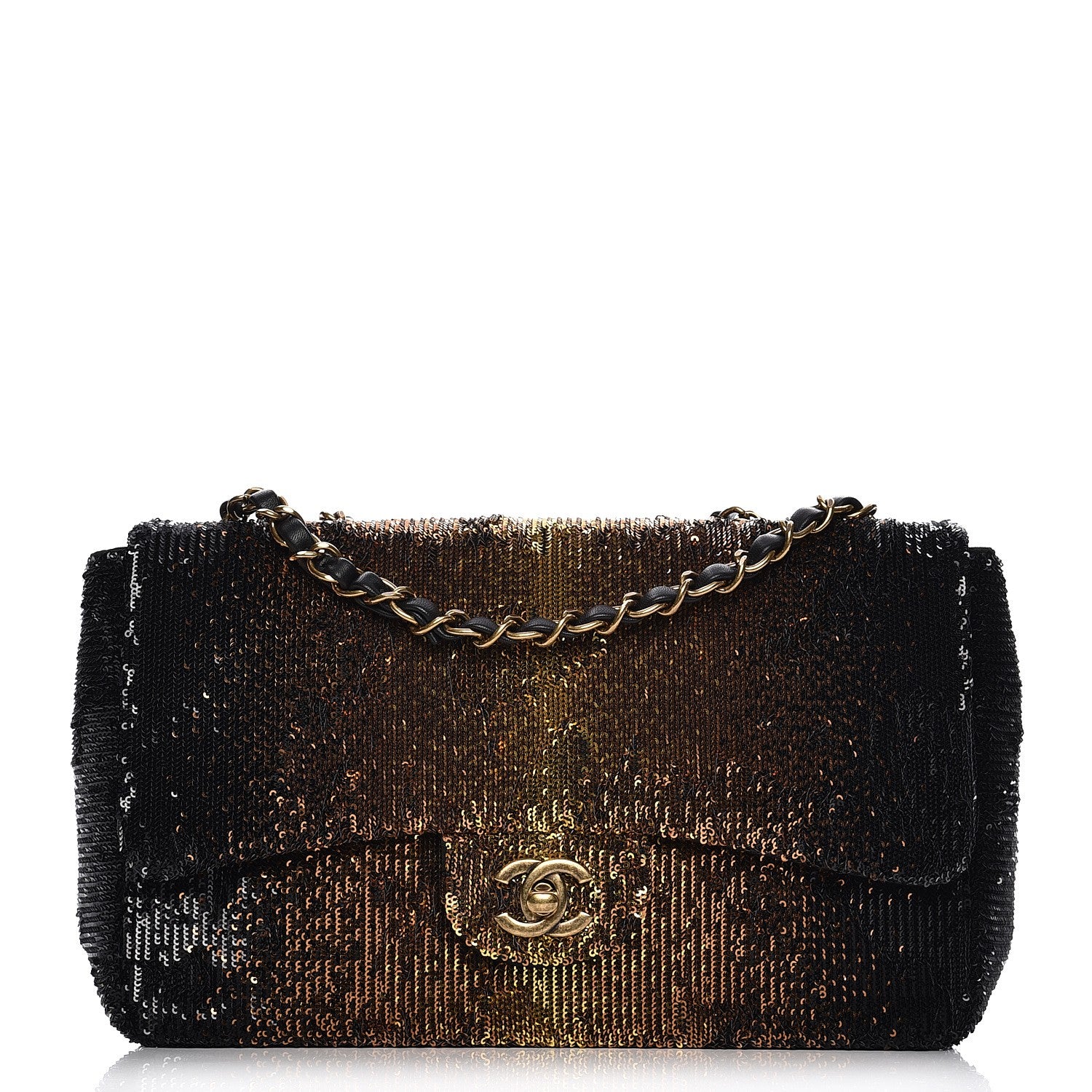 Chanel Sequin Medium Flap Bronze Black 1 of 7