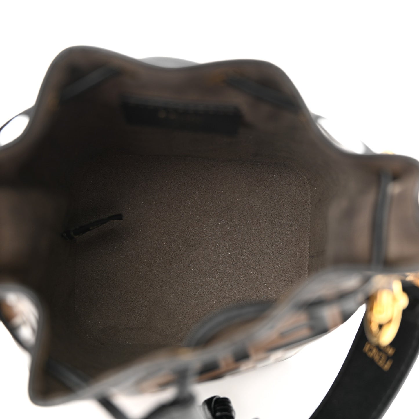 Vitello Liberty F is Fendi Bi-Color FF 1974 Embossed Mini Mon Tresor Bucket Bag Maya Black