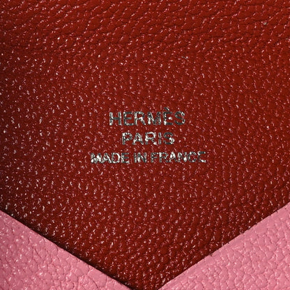 Hermes Chevre Chandra Verso Calvi Card Case Rose Confetti Brique 8 of 8