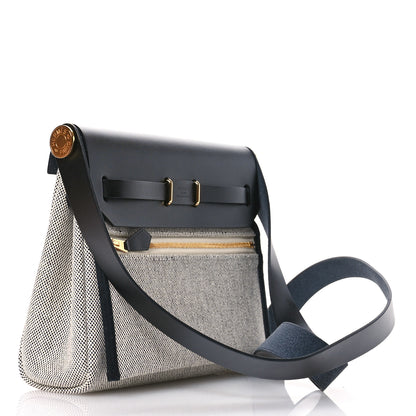 Hermes Military Toile Vache Hunter Herbag Zip Retourne 20 Ecru Black 3 of 11