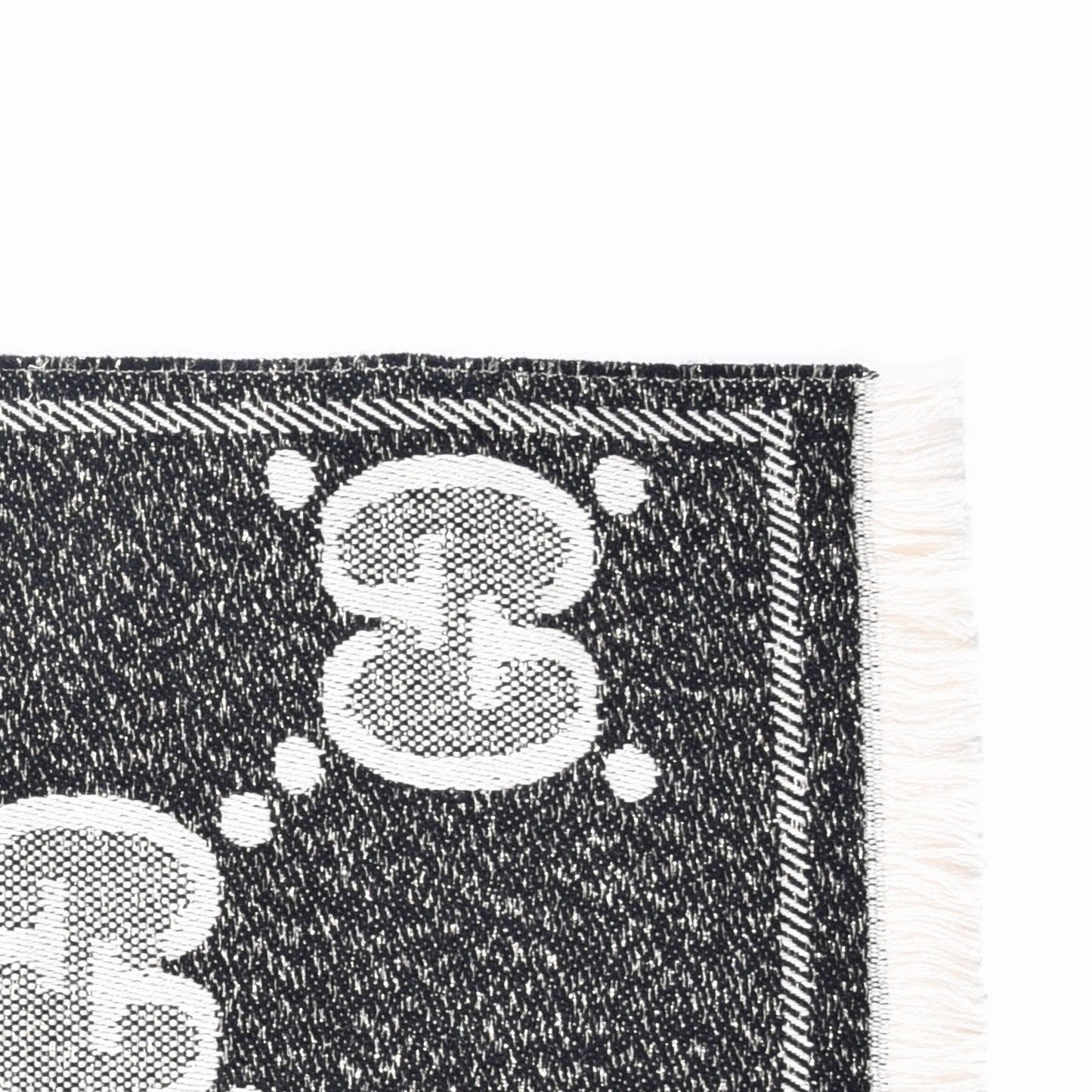 Wool Lame Jacquard Monogram Jumbo GG Lady Nest Lux Scarf Black Ivory