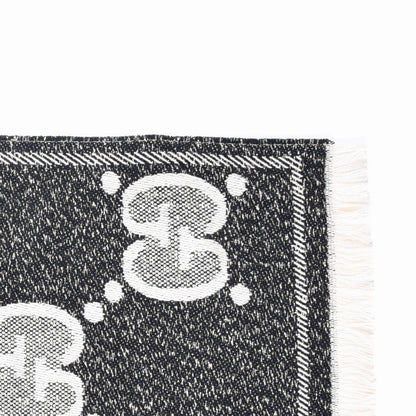 Gucci Wool Lame Jacquard Monogram Jumbo GG Lady Nest Lux Scarf Black Ivory 4 of 4