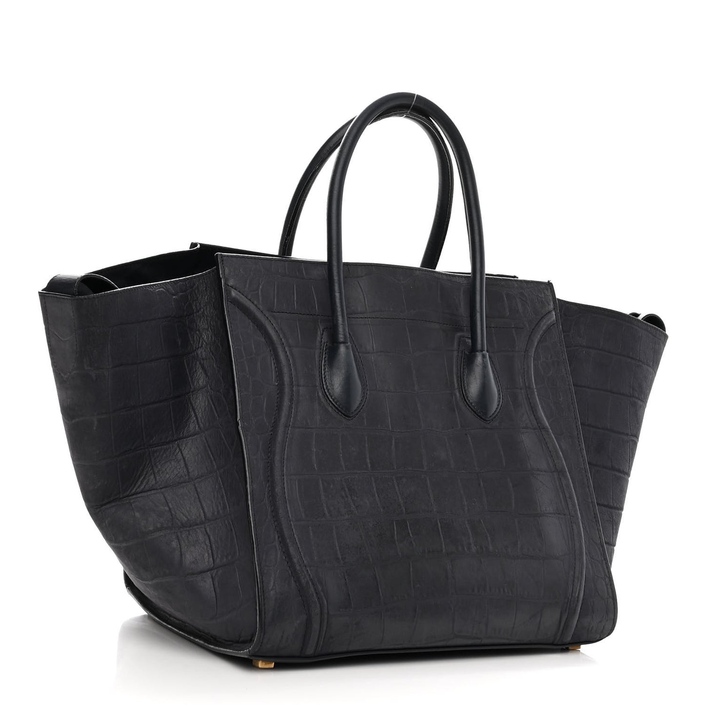 Crocodile Embossed Calfskin Medium Phantom Luggage Navy Blue