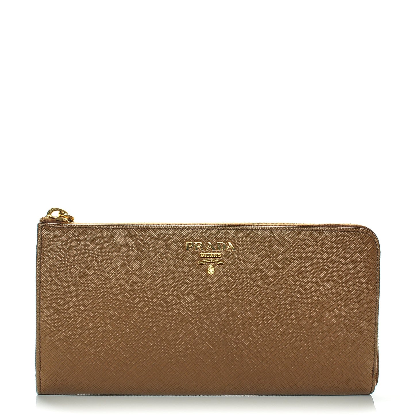 Saffiano Metal Zip Around Wallet Cannella