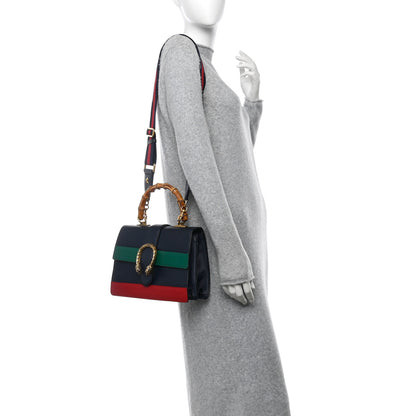 Gucci Moon Calfskin Bamboo Web Medium Dionysus Top Handle Bag Blue Emerald Hibiscus Red 2 of 16