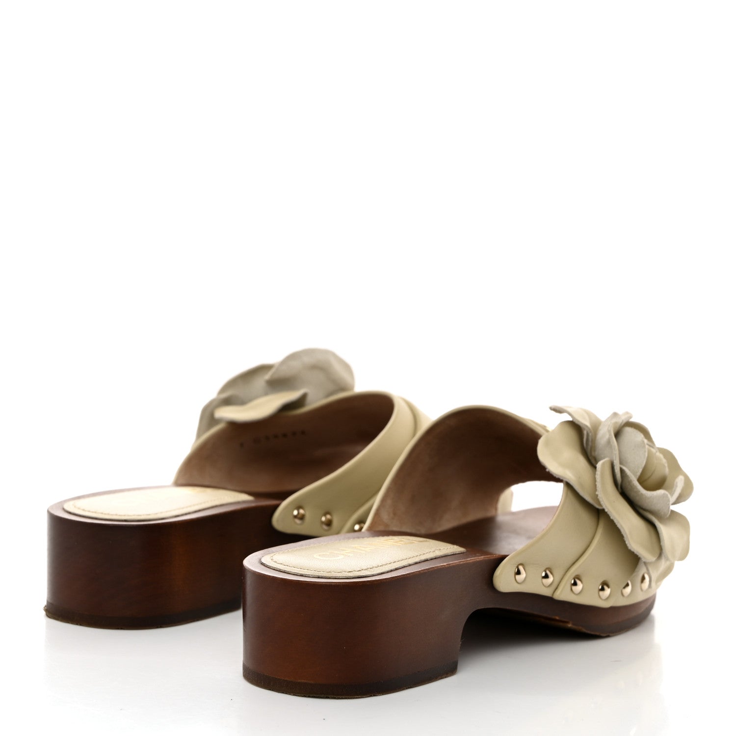 Chanel Calfskin Camellia Clogs 36 Light Beige 4 of 8