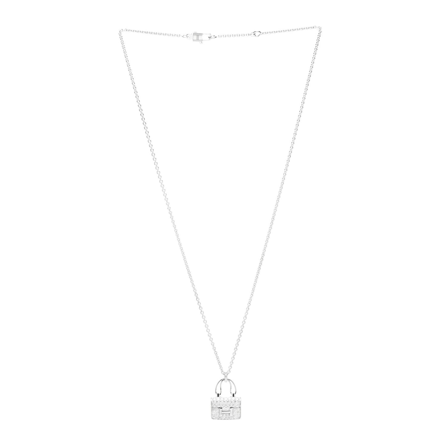 18K White Gold Diamond Constance Amulettes Pendant Necklace