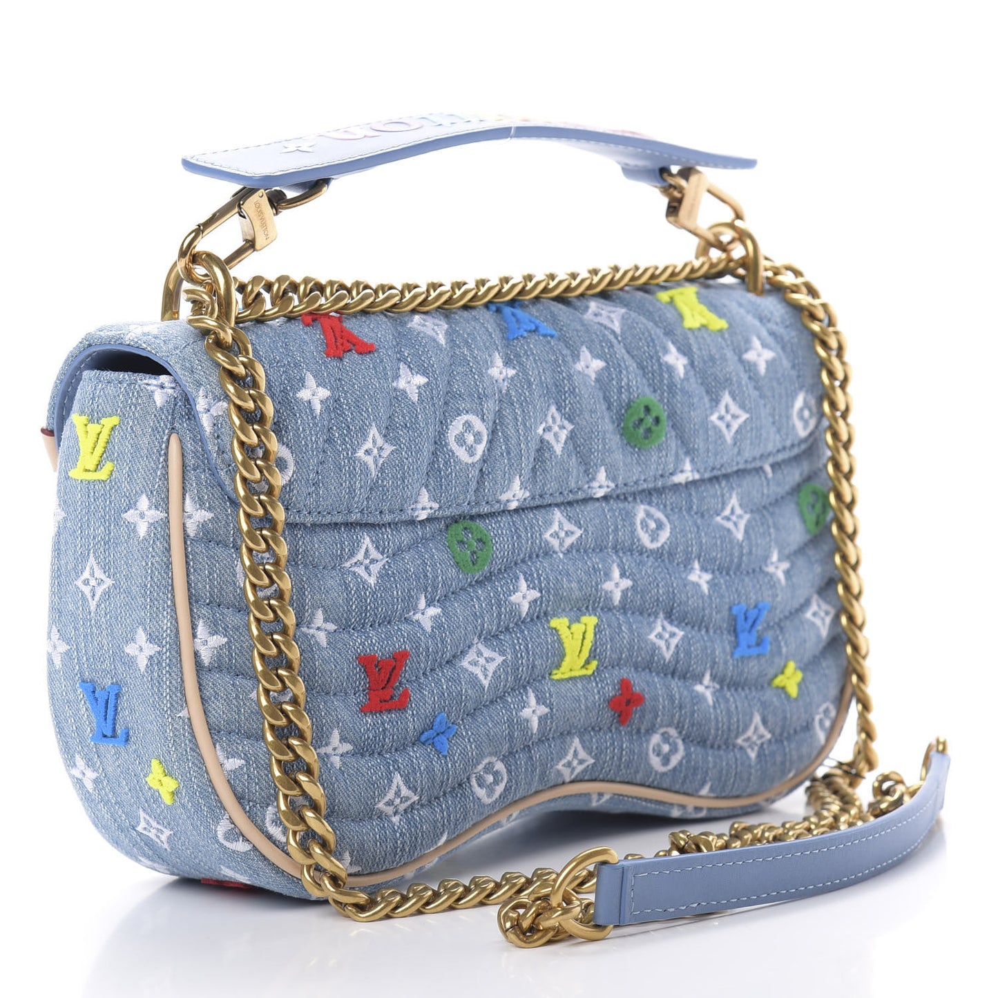 Embroidered Monogram Denim New Wave Chain MM