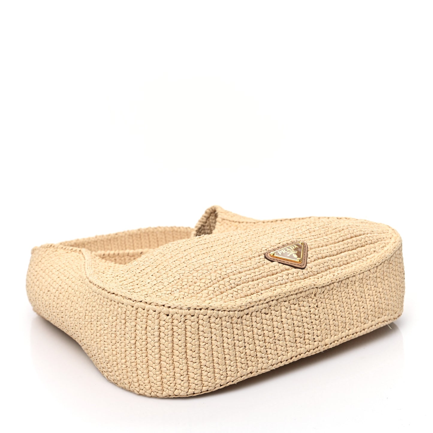 Yarn Raffia Effect Crochet Embroidered Logo Hobo Naturale