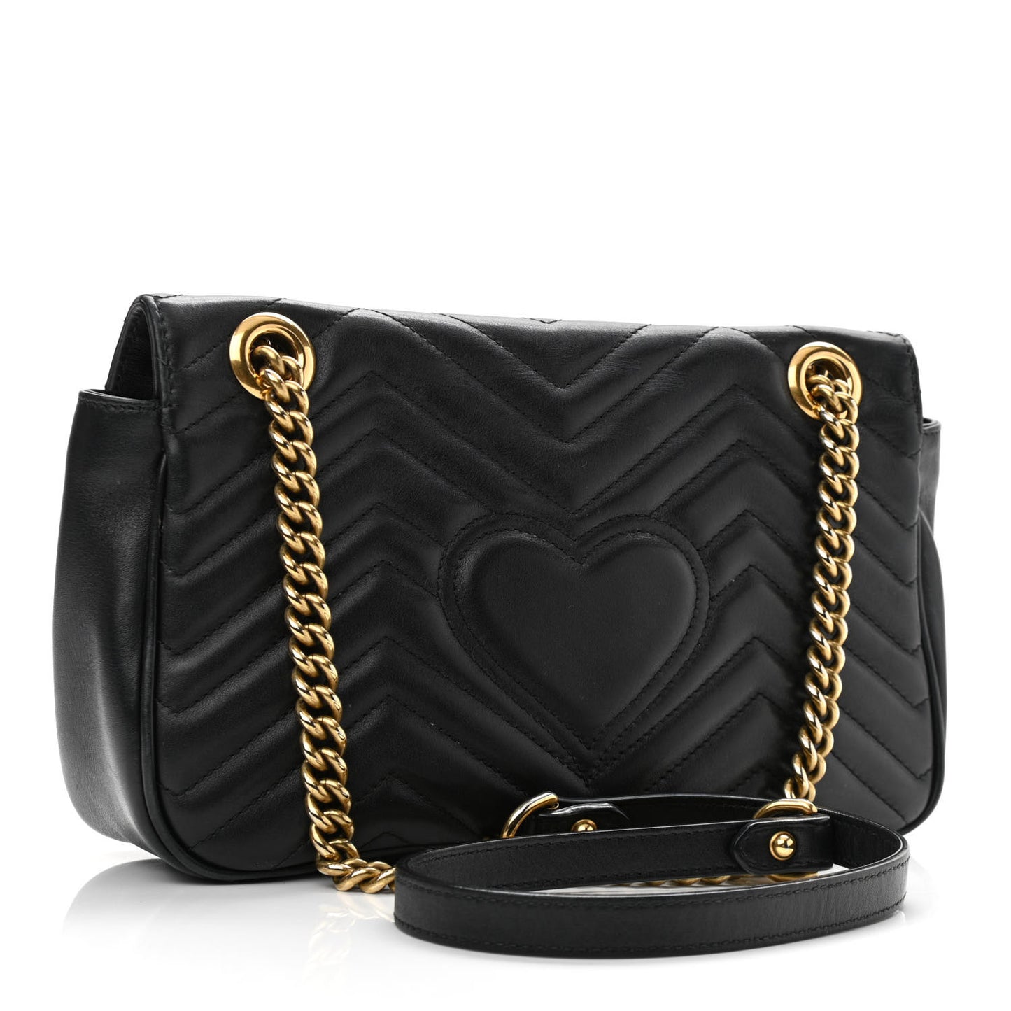 Calfskin Matelasse Small GG Marmont Shoulder Bag Black