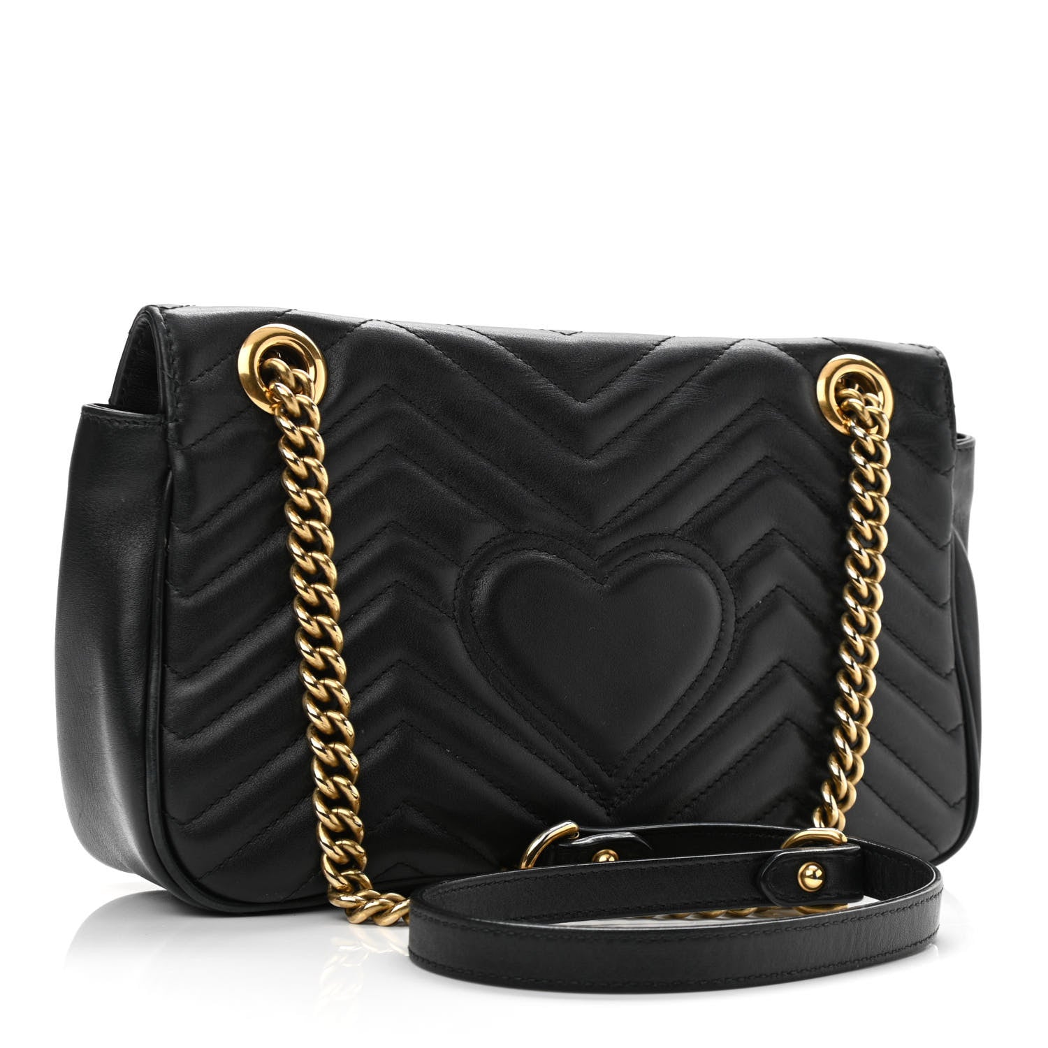 Gucci Calfskin Matelasse Small GG Marmont Shoulder Bag Black 3 of 11