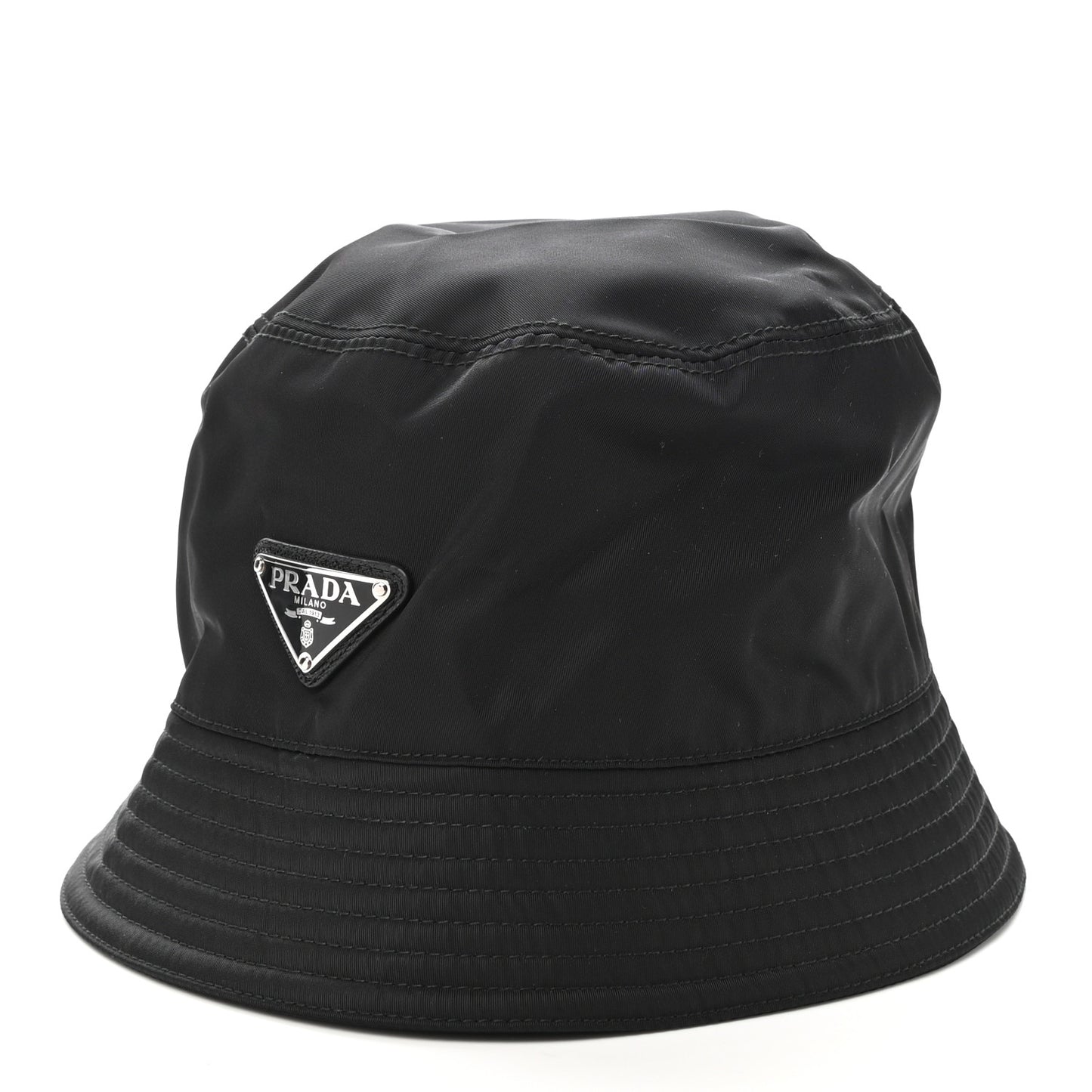 Re-Nylon Metal Triangle Logo Womens Bucket Hat S Black