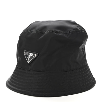 Prada Re-Nylon Metal Triangle Logo Womens Bucket Hat S Black 1 of 8