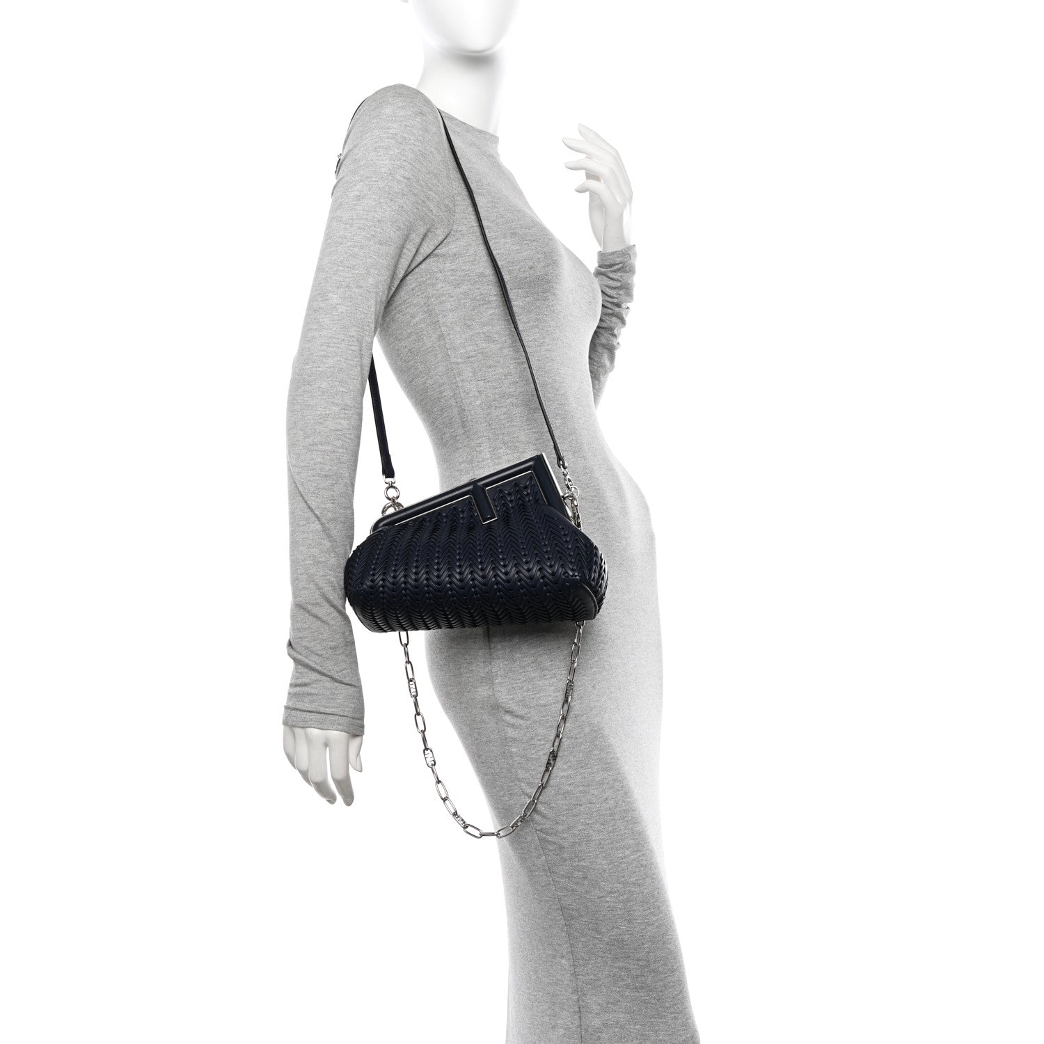 Fendi Vitello Grace Intreccio Nappa Small Fendi First Midnight 2 of 11