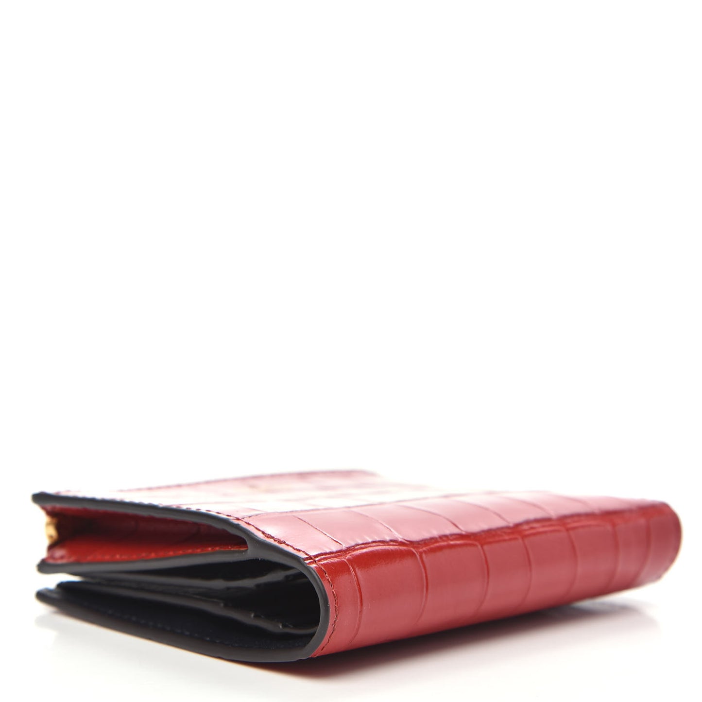 Shiny Crocodile Embossed Zip Wallet Scarlet
