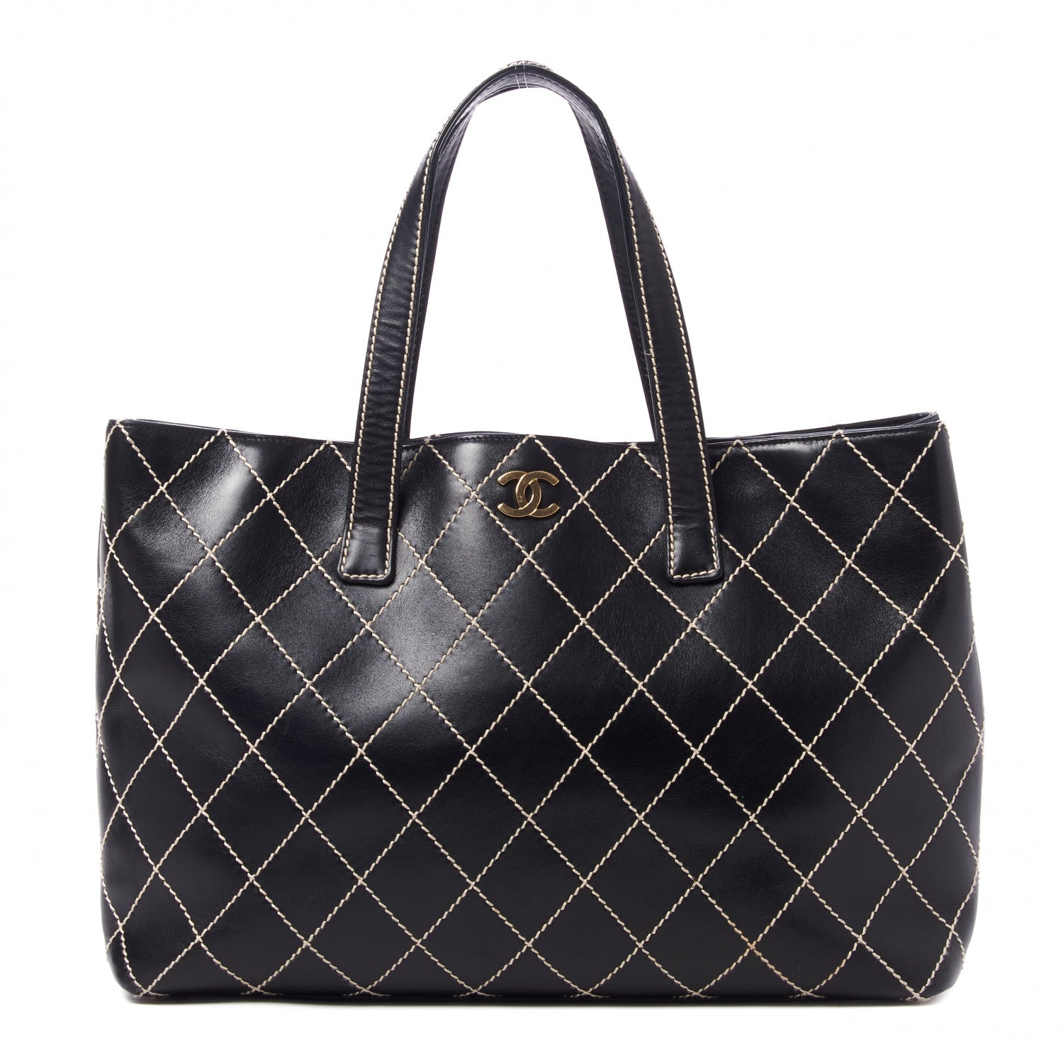 Chanel Calfskin Wild Stitch Large Tote Black 1 of 11