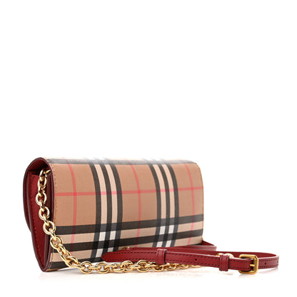 Burberry Vintage Check Henley Wallet On Chain Crimson 4 of 10