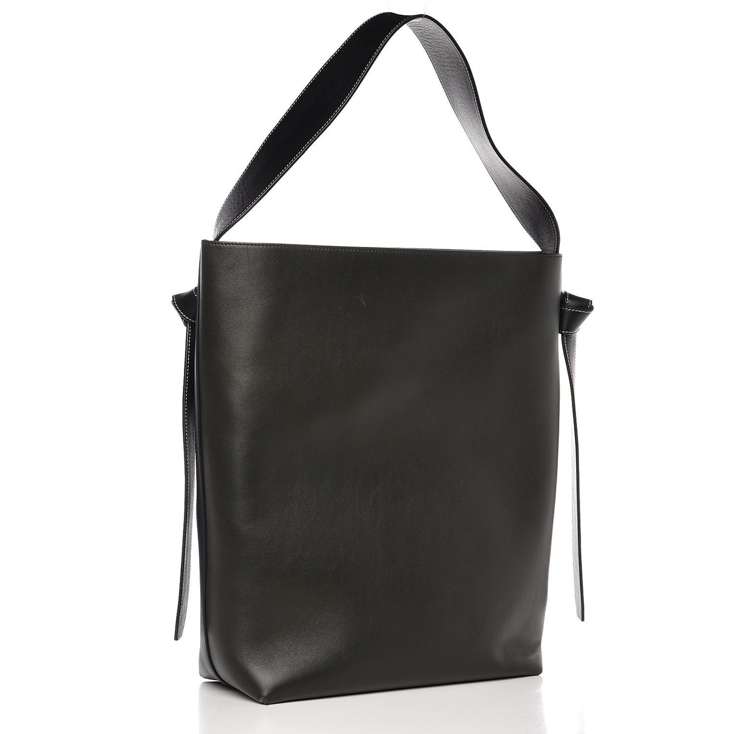 Shiny Smooth Calfskin Small Twisted Cabas Navy Black