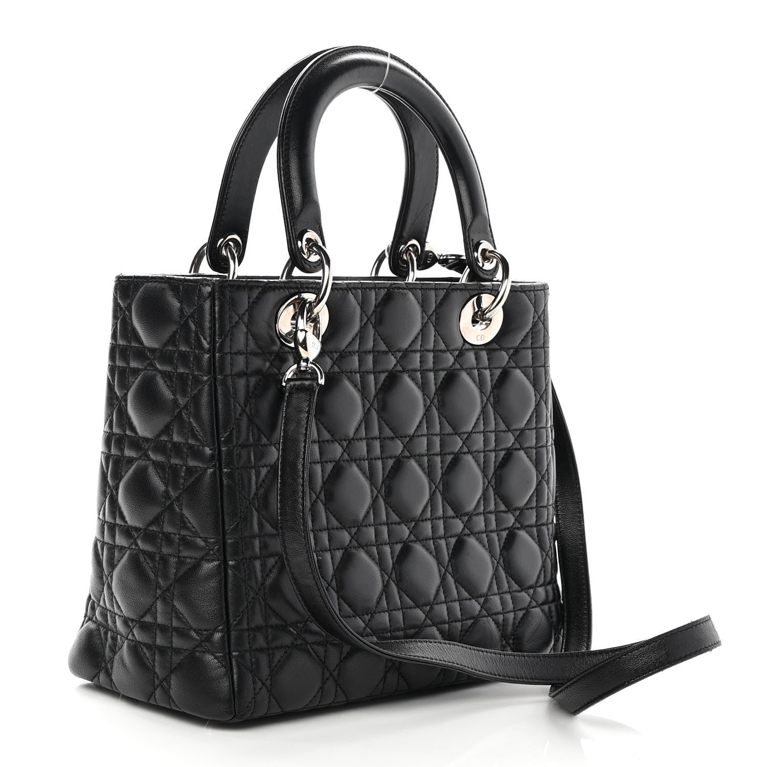 Christian Dior Lambskin Cannage Medium Lady Dior Black 2 of 9