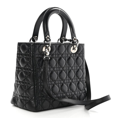 Christian Dior Lambskin Cannage Medium Lady Dior Black 2 of 9