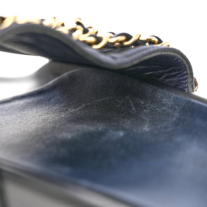 Chanel Satin Canvas Chain Slides Sandals Flats 40 Marine 10 of 11