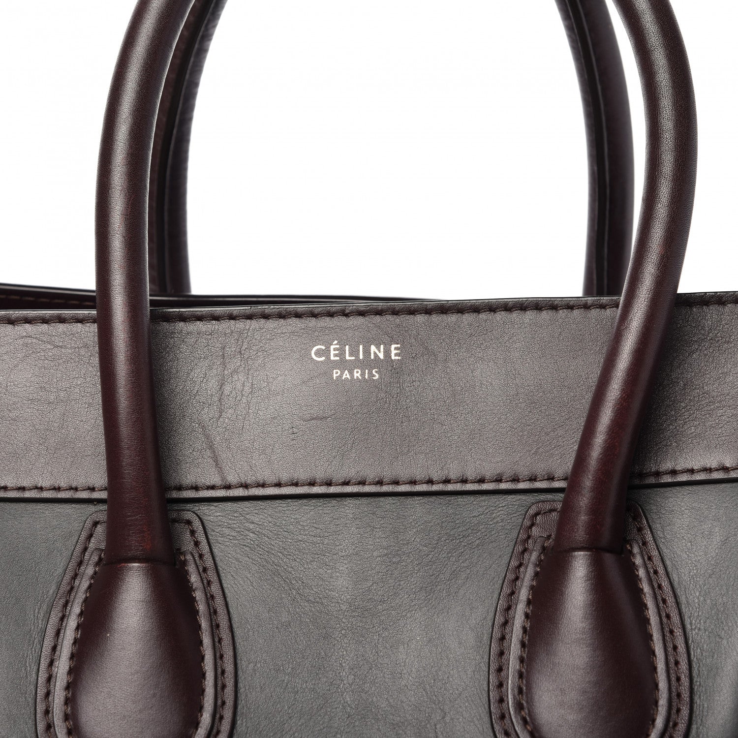 Celine Smooth Calfskin Suede Mini Tri-Color Luggage Burgundy 10 of 10
