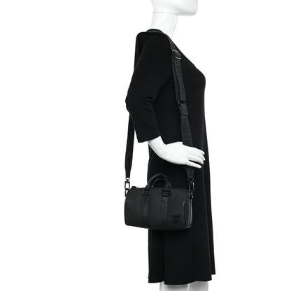 Louis Vuitton Grained Calfskin Aerogram Keepall XS Black 2 of 9