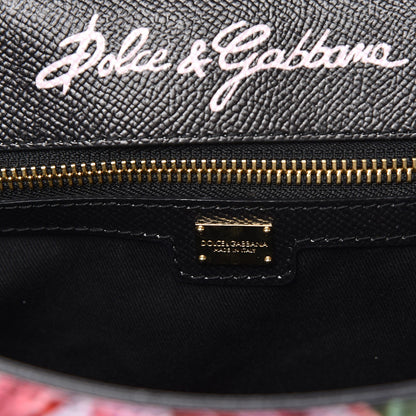 Dolce & Gabbana Dauphine Rose Print Medium Miss Sicily Satchel Black 6 of 10