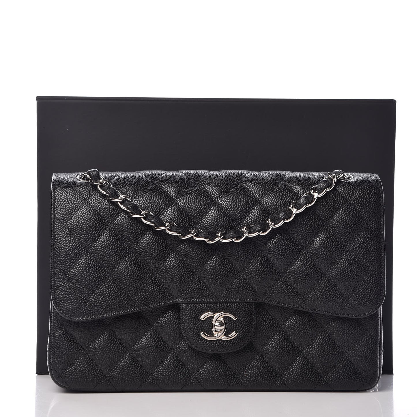 Caviar Quilted Jumbo Double Flap Black