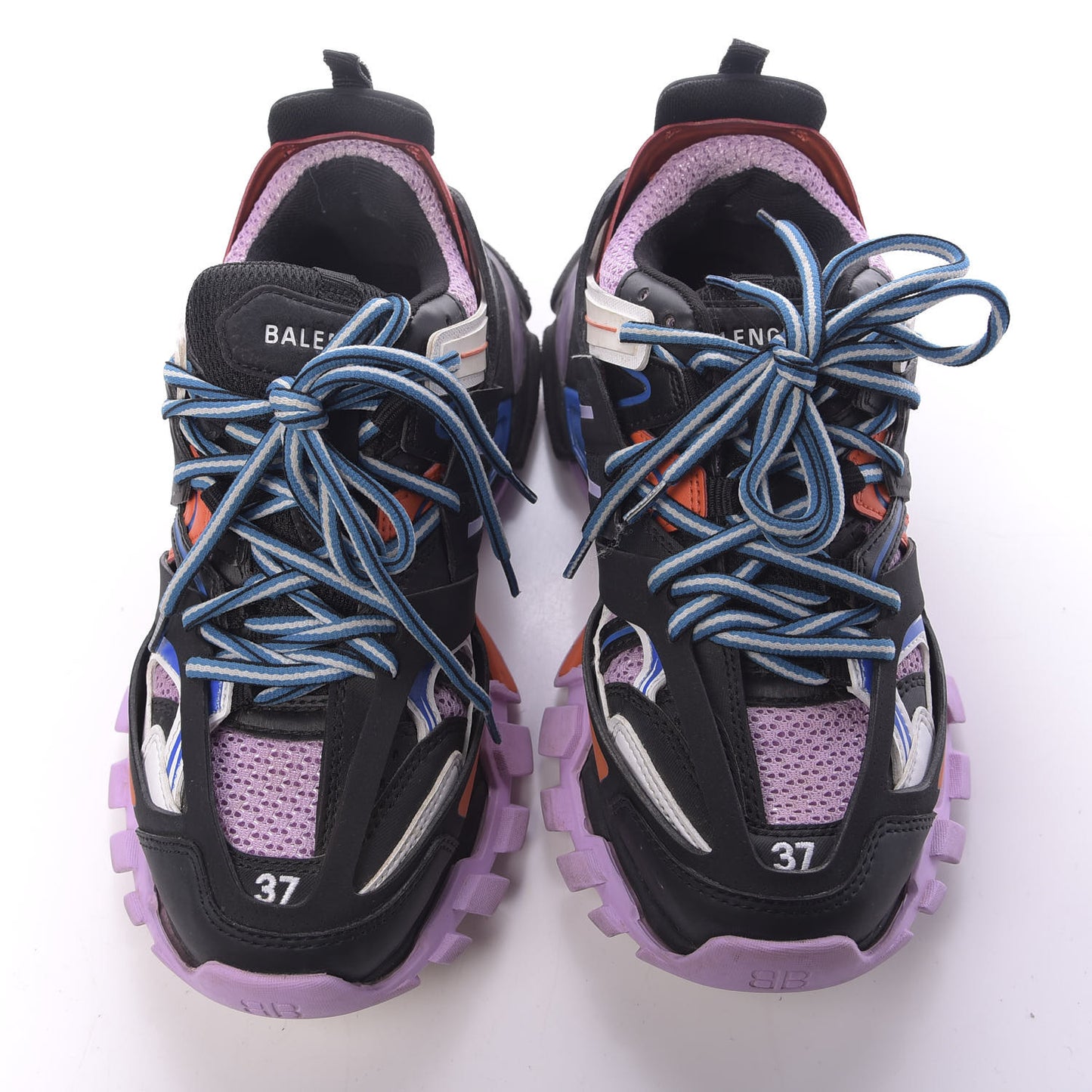 Mesh Fabric Womens Track Sneakers 37 Black Orange Pink