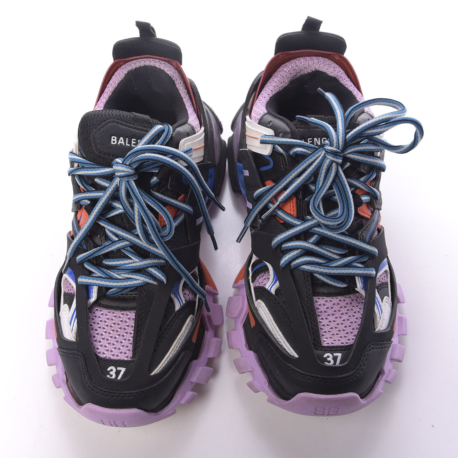 Balenciaga Mesh Fabric Womens Track Sneakers 37 Black Orange Pink 5 of 9