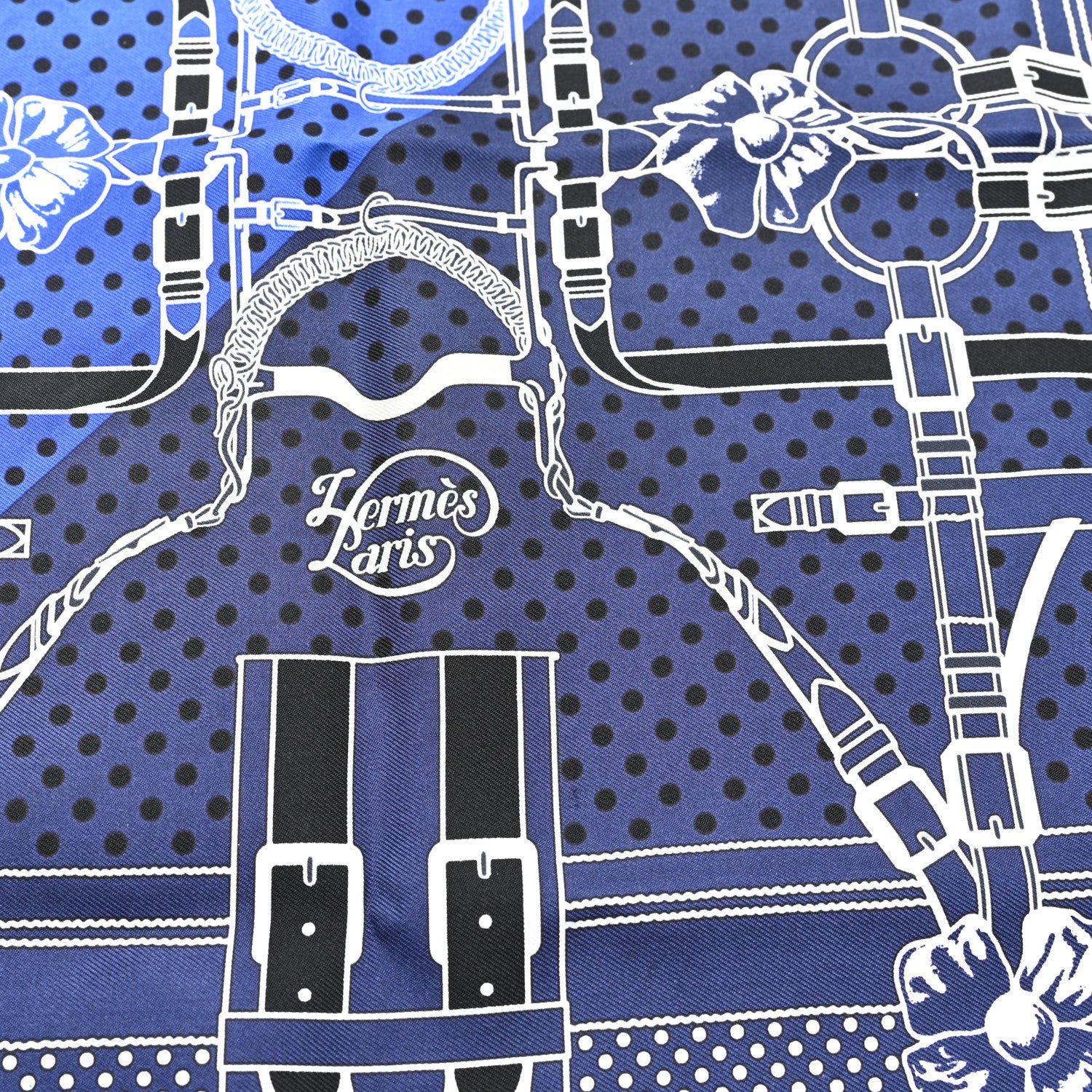 Hermes Silk Grand Manege Cut Bandana Scarf 55 Bleu Nuit Bleu 2 of 3